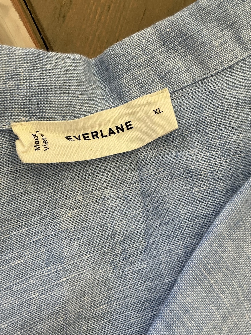 Everlane Linen Short Sleeve Notch Shirt Button Up Light Blue XL - Picture 7 of 9